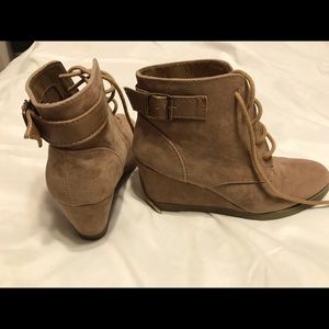 Khaki Suede Wedges